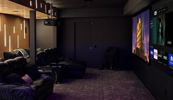 Acoustic diffuser wall panel in home theater
