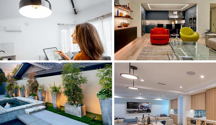 Collage of luxury interior and exterior lighting