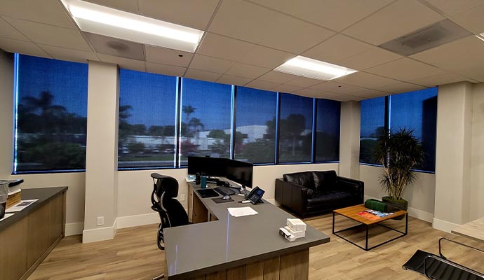 Modern commercial office with smart shades