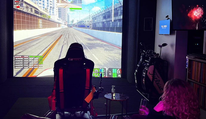 Connected racing simulator setup for online gaming