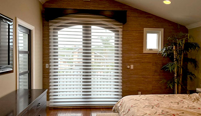 Glass window covering with motorized window cover
