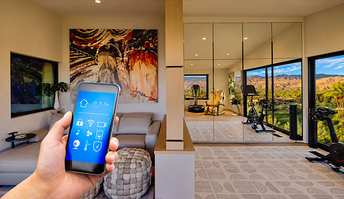 Home automation app controlling a gym with scenic views