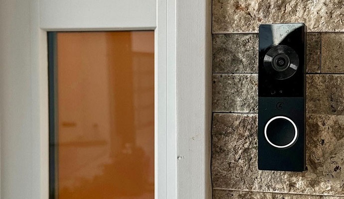 Installed smart doorbell camera