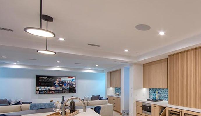 Modern living room with recessed lighting