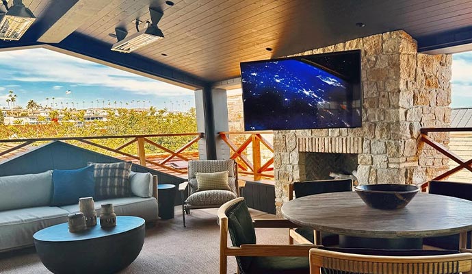 Outdoor covered patio entertainment system