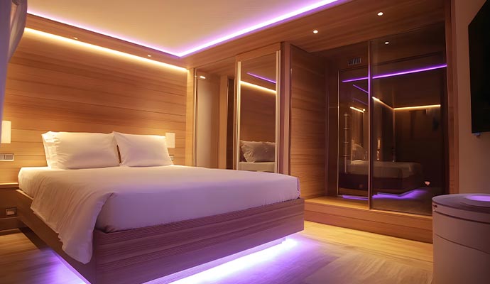 Modern smart bedroom lighting system with hands-free voice control