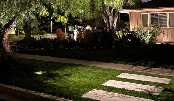 Smart landscape lighting in the front yard