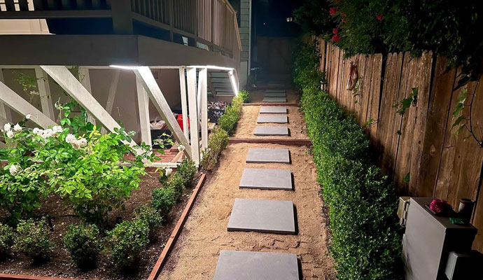 Stepping stone pathway deck lighting