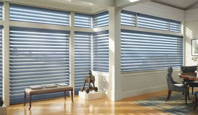 Installed motorized window covering in a residential home