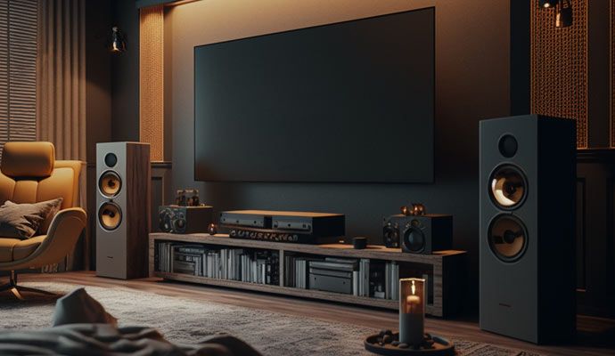 Installed well decorate home theater with audio and video system
