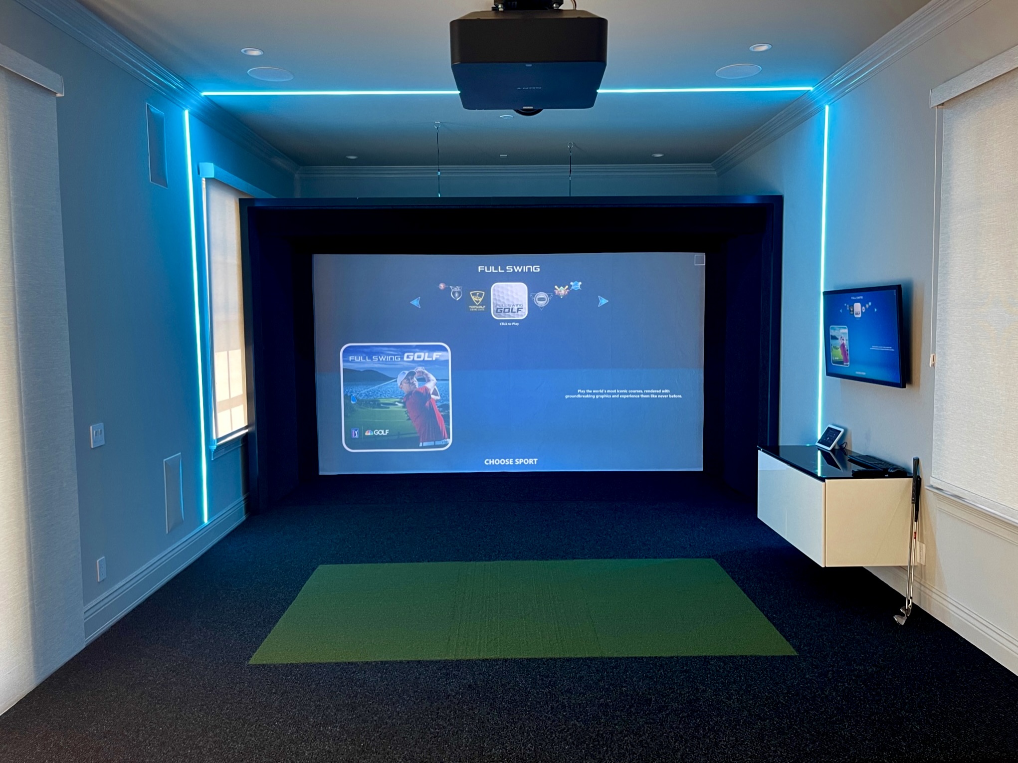 Golf Simulator Installation by FullSwing with Linear Lighting by American Lighting