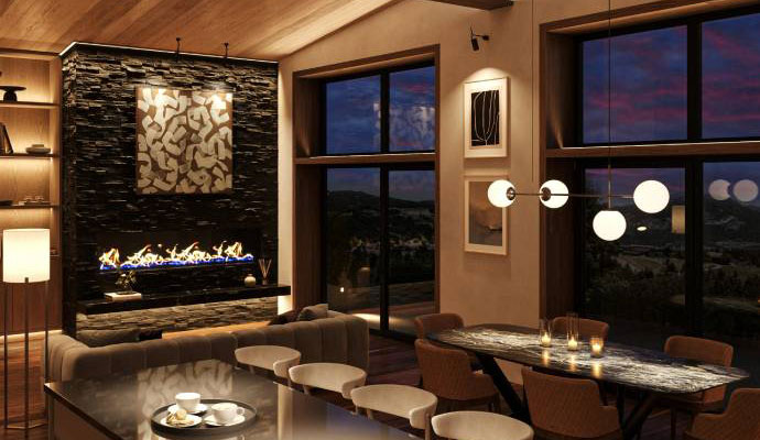 Modern living room with luxury lighting