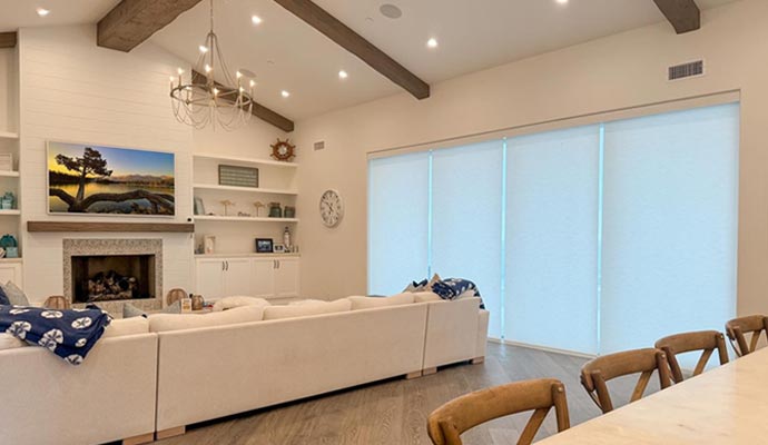 Modern living room with smart lighting