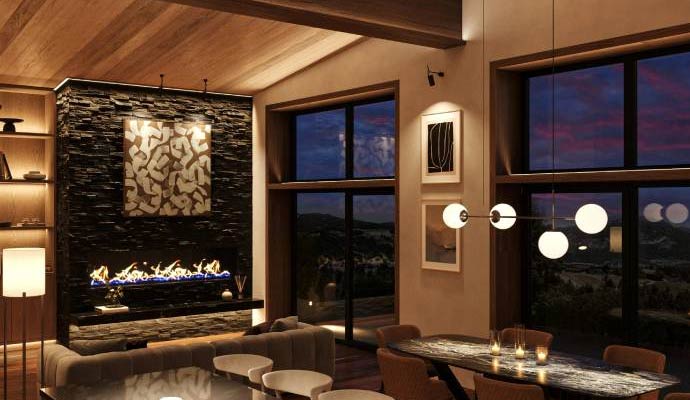 Modern luxury living room with home lighting