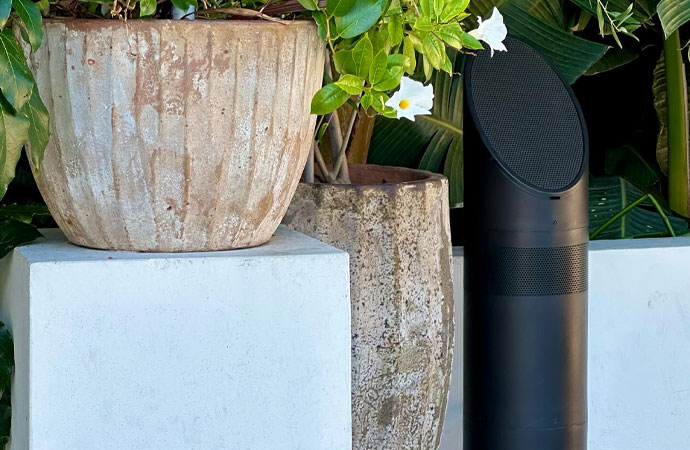 Modern outdoor bollard speaker