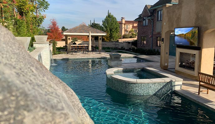 Outdoor theater with pool
