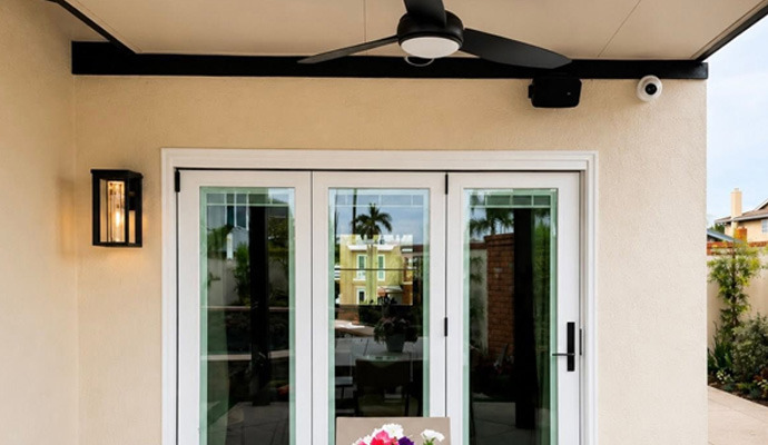 Patio smart security camera and lighting fixture