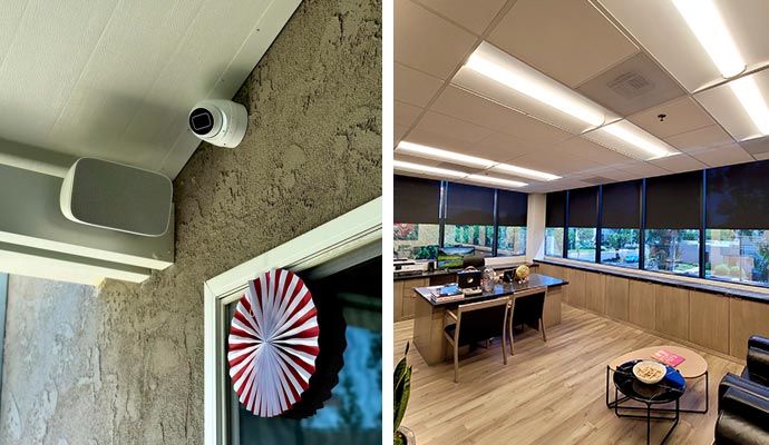 Security camera and speaker in office