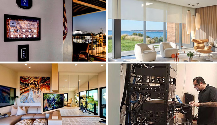 Collage of smart home automation and security integration