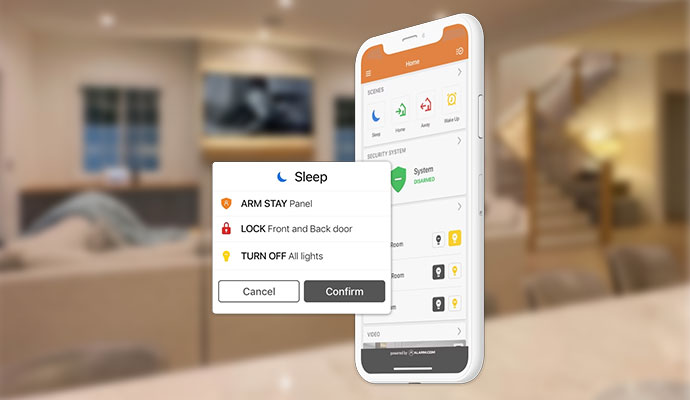 Connected smart home security system app
