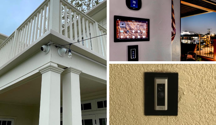 outdoor security camera, home automation system and smart doorbell