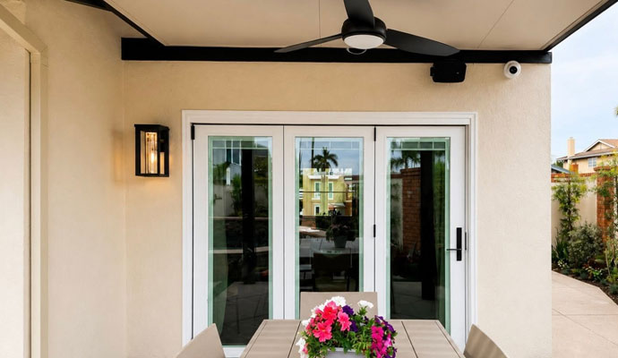 Patio sliding doors with security camera
