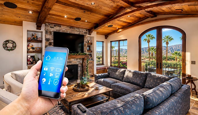Smart home automation system in Palm Desert living room