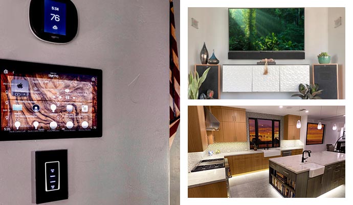 Smart home essentials: thermostat, TV setup, and lighting solutions.