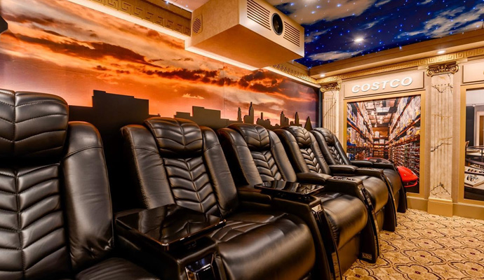 Upholstered home theater recliner seating